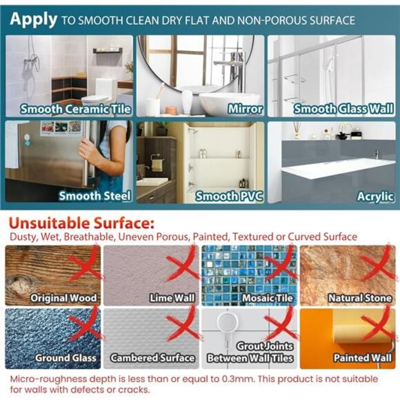 Shower Caddy Suction Cup 2 Pack, Heavy Duty Bathroom Organizer, Removable - Picture 6 of 7